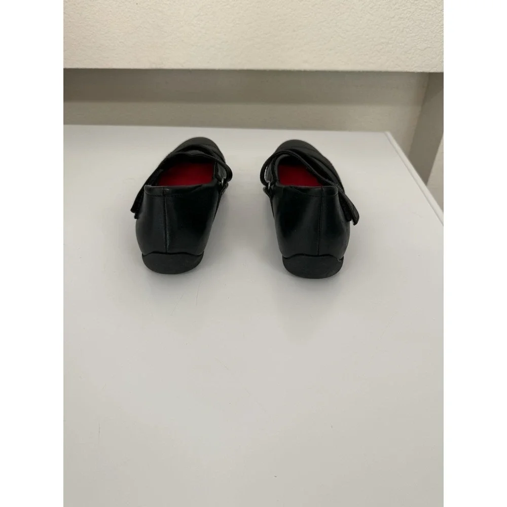 Ziera Italy Black Leather Double Strap Mary Jane Comfort Flats Shoes Womens 37 7